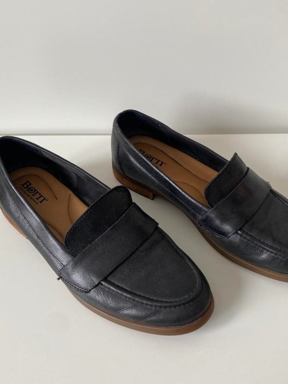 Børn Black Leather Loafers - Size 8M